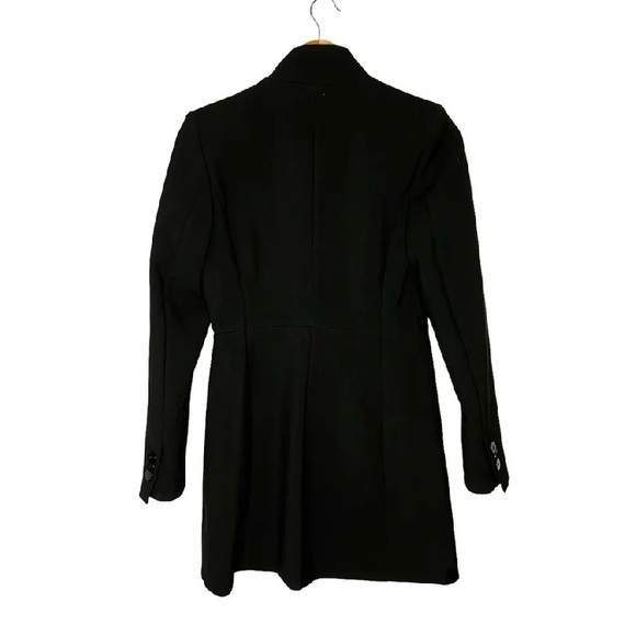 ZARA WOMEN INVERTED LAPEL FROCK COAT LONG BLAZER BLACK CLASSIC SIZE L - Picture 11 of 12